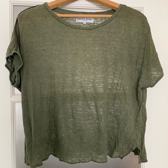 Apiece Apart Tops - Apiece Apart green linen oversized tee